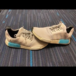 White and light blue adidas NMD